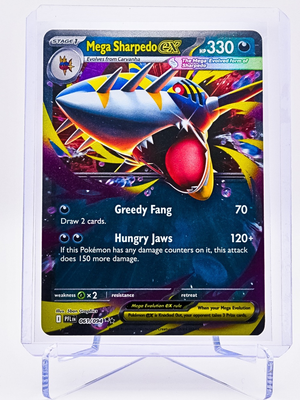 Pokemon Card Mega Sharpedo 061/094 EX Double Rare Holo Phantasmal Flames NM